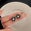 Elegant Black Enamel Square Pearl Drop Earrings for Women, 4Pcs Princess Cut Cubic Zirconia Sparkling Dangle Earrings, Luxury Vintage Formal Wedding Party Jewelry Gift