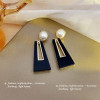 Elegant Black Enamel Square Pearl Drop Earrings for Women, 4Pcs Princess Cut Cubic Zirconia Sparkling Dangle Earrings, Luxury Vintage Formal Wedding Party Jewelry Gift