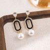 Elegant Black Enamel Square Pearl Drop Earrings for Women, 4Pcs Princess Cut Cubic Zirconia Sparkling Dangle Earrings, Luxury Vintage Formal Wedding Party Jewelry Gift