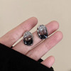 Elegant Black Enamel Square Pearl Drop Earrings for Women, 4Pcs Princess Cut Cubic Zirconia Sparkling Dangle Earrings, Luxury Vintage Formal Wedding Party Jewelry Gift
