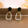 Elegant Black Enamel Square Pearl Drop Earrings for Women, 4Pcs Princess Cut Cubic Zirconia Sparkling Dangle Earrings, Luxury Vintage Formal Wedding Party Jewelry Gift