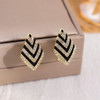Elegant Black Enamel Square Pearl Drop Earrings for Women, 4Pcs Princess Cut Cubic Zirconia Sparkling Dangle Earrings, Luxury Vintage Formal Wedding Party Jewelry Gift