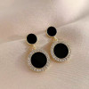 Elegant Black Enamel Square Pearl Drop Earrings for Women, 4Pcs Princess Cut Cubic Zirconia Sparkling Dangle Earrings, Luxury Vintage Formal Wedding Party Jewelry Gift