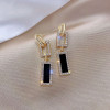 Elegant Black Enamel Square Pearl Drop Earrings for Women, 4Pcs Princess Cut Cubic Zirconia Sparkling Dangle Earrings, Luxury Vintage Formal Wedding Party Jewelry Gift