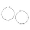 Sterling Silver Rhodium Plated Woven Style Polished Hoop Earrings(2x30mm)