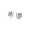 14k Yellow Gold Stud Earrings with White Hue Faceted Cubic Zirconia(6mm)