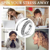 Fidget Spinner Ring S925 Sterling Silver Lotus Just Breathe Inspirational Hope Rings Anxiety Stress Relieving Boredom ADHD Autism Rings Thumb Rotating for Women Men