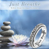 Fidget Spinner Ring S925 Sterling Silver Lotus Just Breathe Inspirational Hope Rings Anxiety Stress Relieving Boredom ADHD Autism Rings Thumb Rotating for Women Men