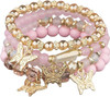 4Pcs Set Bohemian Butterfly Crystal Stone Stretch Pendant Bracelets for Women Gold Beaded Stackable Stretch Bracelet Colorful Charm Jewelry Boho Summer Beach