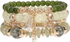 4Pcs Bohemia Multilayer Stackable Beaded Bracelets Set Colorful Crystal Stone Gold Beaded Stretch Bracelets Hawaii Charm Bracelet for Women Men Summer Beach Boho Vacation Jewelry Gifts