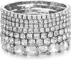 7 PCS Crystal Stretch Bracelets for Women, Bridal Wedding Stackable Layered Rhinestone Bracelets Set Evening Party Jewelry