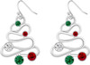 RareLove Red Green CZ Rhinestone Hollow Christmas Tree Dangle Christmas Earrings for Women Alloy Silver Plated, Holiday Earrings, Cute Earrings,Christmas Costume Jewelry