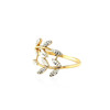 14k Two Tone Gold Crossover Ring with Textured Leaves