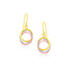 14k Tri-Color Gold Open Entwined Ring Earrings