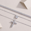 The Radiant Cross Circle - A fashionable and popular jewelry necklace pendant set, featuring Monnes stone, made of 925 silver and plated with platinum diamonds.