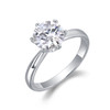 Classic 6-Prong Round Moissanite Solitaire Ring, 1-5 Carat D Color VVS1 S925 Silver Platinum Plated with GRA, US 5-9.