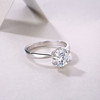 Classic 6-Prong Round Moissanite Solitaire Ring, 1-5 Carat D Color VVS1 S925 Silver Platinum Plated with GRA, US 5-9.