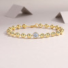 Glowing Beaded Chain - Made of morganite, 925 sterling silver and platinum-plated diamonds, it is a fashionable jewelry bracelet and a luxurious silver accessory.