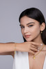 Glowing Beaded Chain - Made of morganite, 925 sterling silver and platinum-plated diamonds, it is a fashionable jewelry bracelet and a luxurious silver accessory.