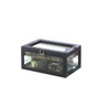 9.8" Long Tempered Glass and Leather Jewelry Case / Watch Display, Blue