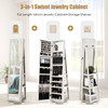 360° Rotatable 2-in-1 Lockable Jewelry Cabinet with Full-Length Mirror