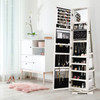 360° Rotatable 2-in-1 Lockable Jewelry Cabinet with Full-Length Mirror