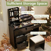 Makeup Vanity Desk Dressing Table and Stool Set with Mirror and Lights