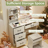 Makeup Vanity Desk Dressing Table and Stool Set with Mirror and Lights