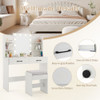 Vanity Set with Lighted Mirror and Stool with Power Outlet