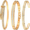 18K Gold Plated Bangles Bracelet Set for Women, 3 Pack Zinc Alloy with 3A Zircon Bangle, Dainty Vintage Trendy, Waterproof, Non Tarnish, Fashion Jewelry Accessories for Women, Ideal Gift, Party Favors