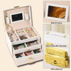 Multi-compartment Jewelry Storage Box with Mirror, Waterproof, Lockable & Portable Handheld Jewelry Case, Gift for Women