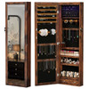 Wall-Mount/Door-Hanging Jewelry Armoire Large Capacity Mirror & LED Lights Lockable Organizer, 47.2-Inch Tall 6 LEDs Lockable Jewelry Cabinet