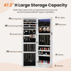 Wall-Mount/Door-Hanging Jewelry Armoire Large Capacity Mirror & LED Lights Lockable Organizer, 47.2-Inch Tall 6 LEDs Lockable Jewelry Cabinet