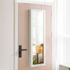 Wall-Mount/Door-Hanging Jewelry Armoire Large Capacity Mirror & LED Lights Lockable Organizer, 47.2-Inch Tall 6 LEDs Lockable Jewelry Cabinet