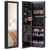 Wall-Mount/Door-Hanging Jewelry Armoire Large Capacity Mirror & LED Lights Lockable Organizer, 47.2-Inch Tall 6 LEDs Lockable Jewelry Cabinet