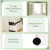 Corner Vanity Desk with 3-Color LED Lighted Mirror and Power Outlet