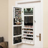 Lockable Wall Mount Mirrored Jewelry Cabinet with LED Lights
