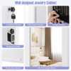 Lockable Wall Mount Mirrored Jewelry Cabinet with LED Lights