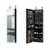 Wall and Door Mounted Mirrored Jewelry Cabinet with Lights