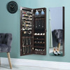 Wall and Door Mounted Mirrored Jewelry Cabinet with Lights