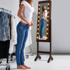 Mirrored Standing Jewelry Armoire Cabinet with LED Lights