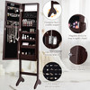 Mirrored Standing Jewelry Armoire Cabinet with LED Lights