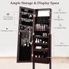 Mirrored Standing Jewelry Armoire Cabinet with LED Lights