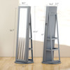 360° Swivel Jewelry Armoire, Lockable Jewelry Cabinet with Full-Length Mirror, Storage Shelves, Gray