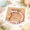 Easter Basket Stuffers Bracelet – Handmade Gemstone Bunny Bracelet with Cute Bunny Card and Gift Box, Stretch Beaded Jewelry Holiday Gift