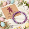Easter Basket Stuffers Bracelet – Handmade Gemstone Bunny Bracelet with Cute Bunny Card and Gift Box, Stretch Beaded Jewelry Holiday Gift