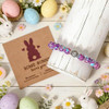 Easter Basket Stuffers Bracelet – Handmade Gemstone Bunny Bracelet with Cute Bunny Card and Gift Box, Stretch Beaded Jewelry Holiday Gift