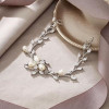 Gorgeous Cubic Zirconia Wedding Jewelry for Bride Bridesmaid, Elegant Simulated Pearl Teardrop Tennis Bracelet Gift for Women