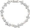 Gorgeous Cubic Zirconia Wedding Jewelry for Bride Bridesmaid, Elegant Simulated Pearl Teardrop Tennis Bracelet Gift for Women