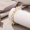 Gorgeous Cubic Zirconia Wedding Jewelry for Bride Bridesmaid, Elegant Simulated Pearl Teardrop Tennis Bracelet Gift for Women